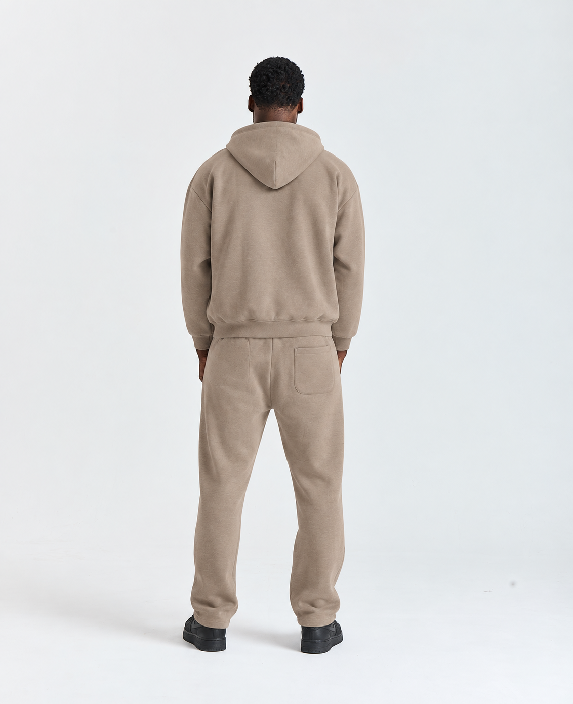 Gontorwon Sanniequellie Utility Zip Hoodie Taupe Grey (Black Print) Men