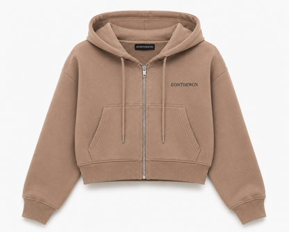 Gontorwon Soft Touch Full Zip Cropped Hoodies Women