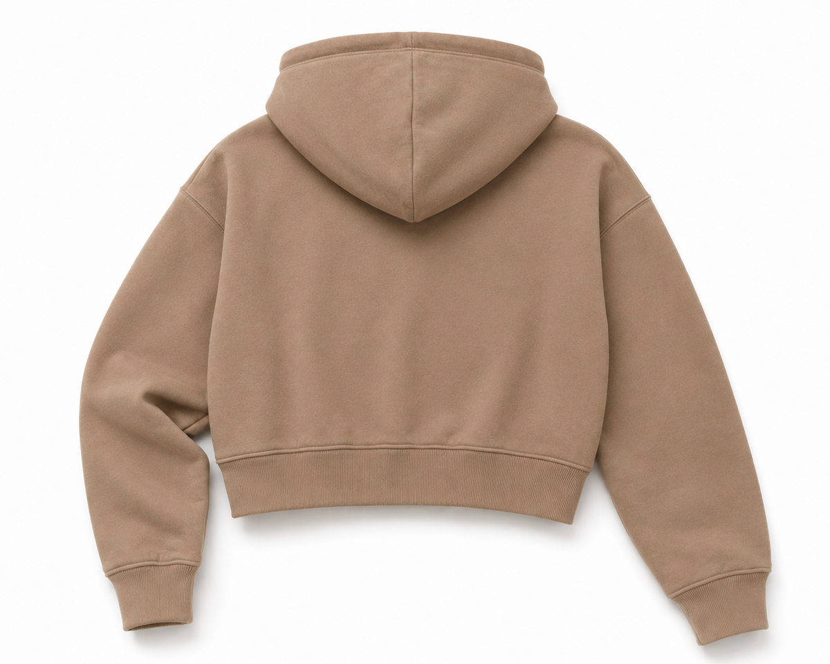 Gontorwon Soft Touch Full Zip Cropped Hoodie Brown