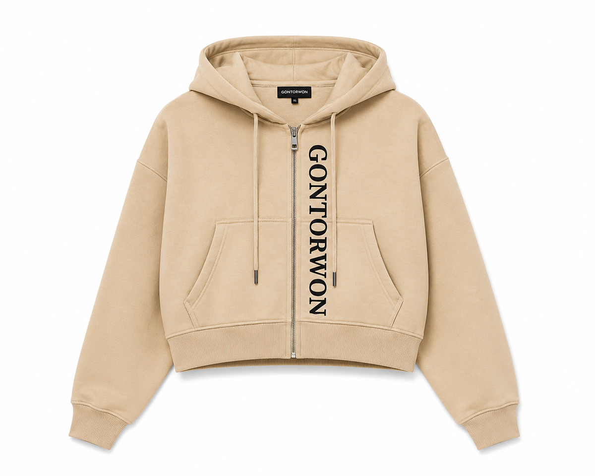 Gontorwon Soft Touch Full Zip Cropped Hoodies Women