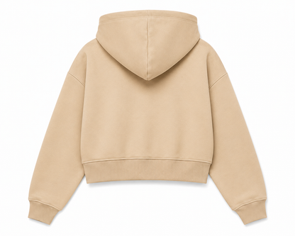 Gontorwon Soft Touch Full Zip Cropped Hoodie Camel