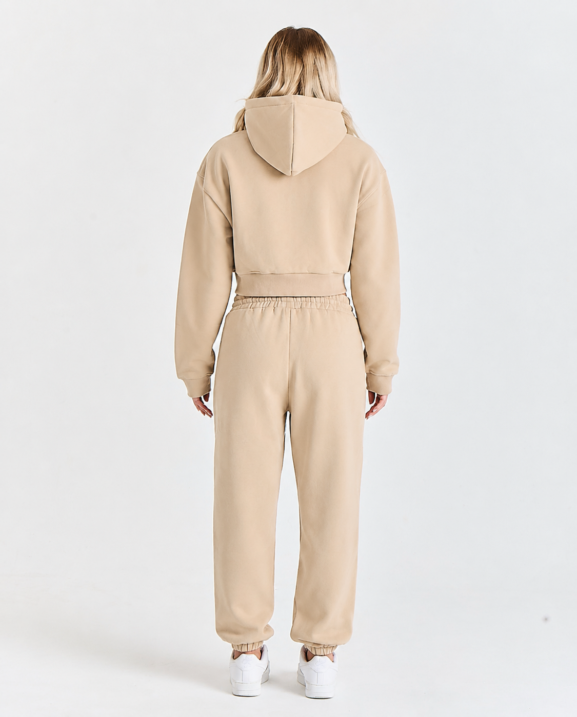 Gontorwon Soft Touch Full Zip Cropped Hoodie Camel