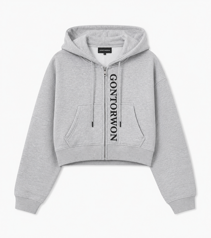 Gontorwon Soft Touch Full Zip Cropped Hoodies Women