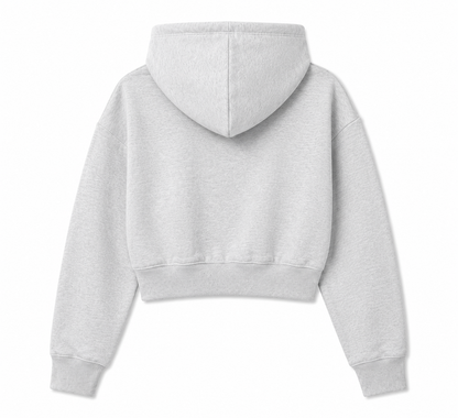 Gontorwon Soft Touch Full Zip Cropped Hoodie Heather Grey