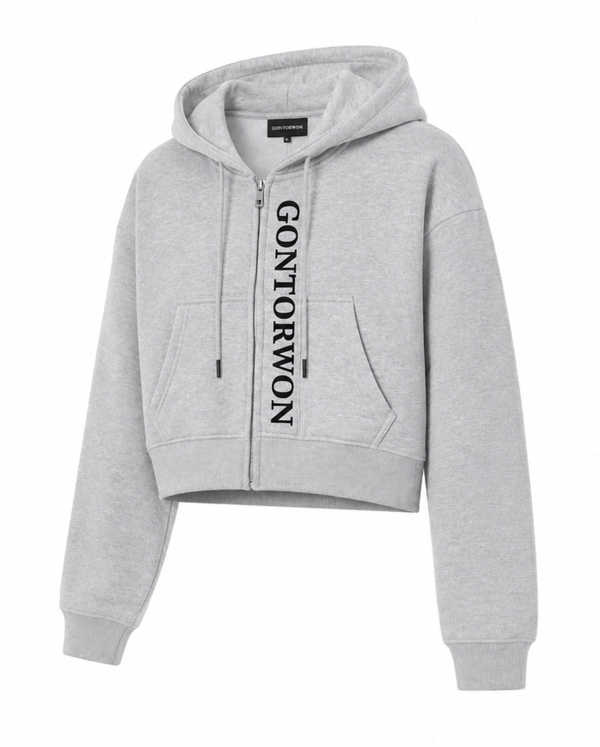 Gontorwon Soft Touch Full Zip Cropped Hoodie Heather Grey