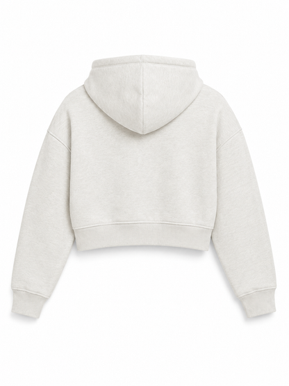 Gontorwon Soft Touch Full Zip Cropped Hoodie Marl Grey