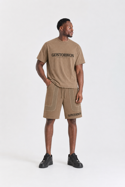 Gontorwon Sanniequellie Calmflex Panel Drop T-Shirt Muted Brown Men