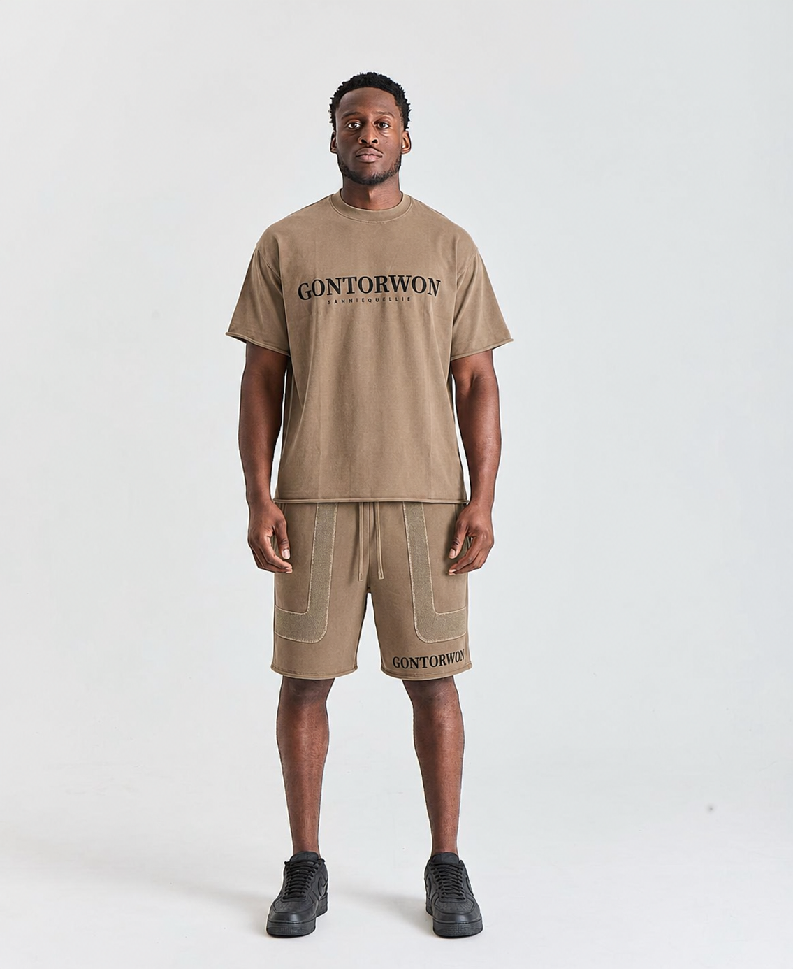 Gontorwon Sanniequellie Calmflex Panel Drop T-Shirt Muted Brown Men