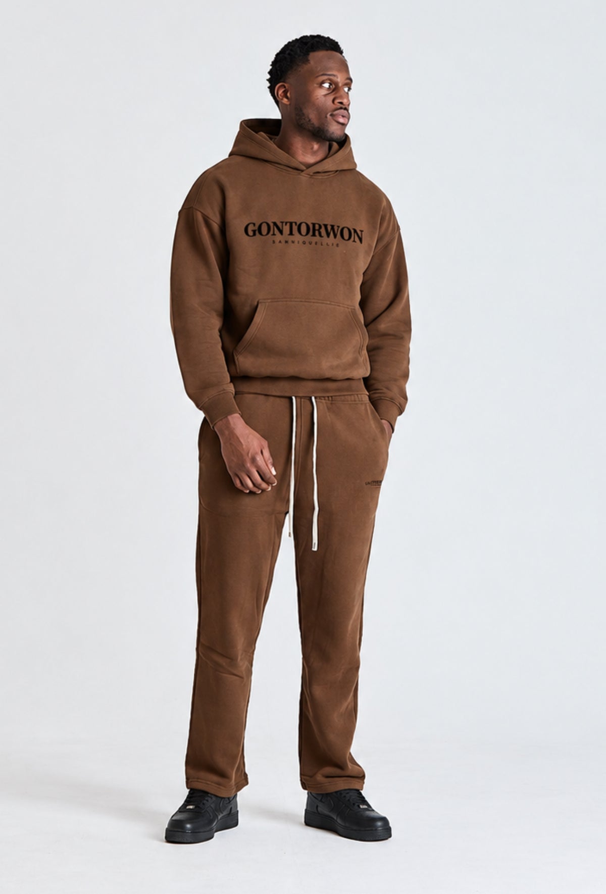 Gontorwon Sanniequellie Everyday Relaxed Fleece Hoodie Black Print Men