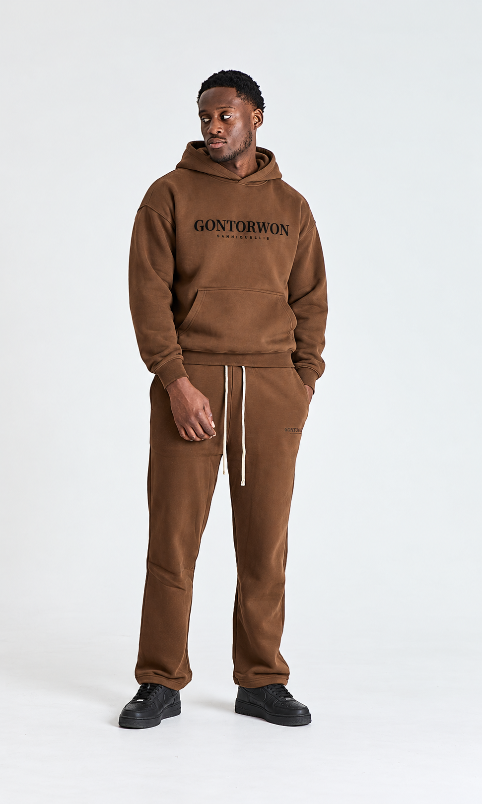 Gontorwon Sanniequellie Everyday Relaxed Fleece Hoodie Black Print Men
