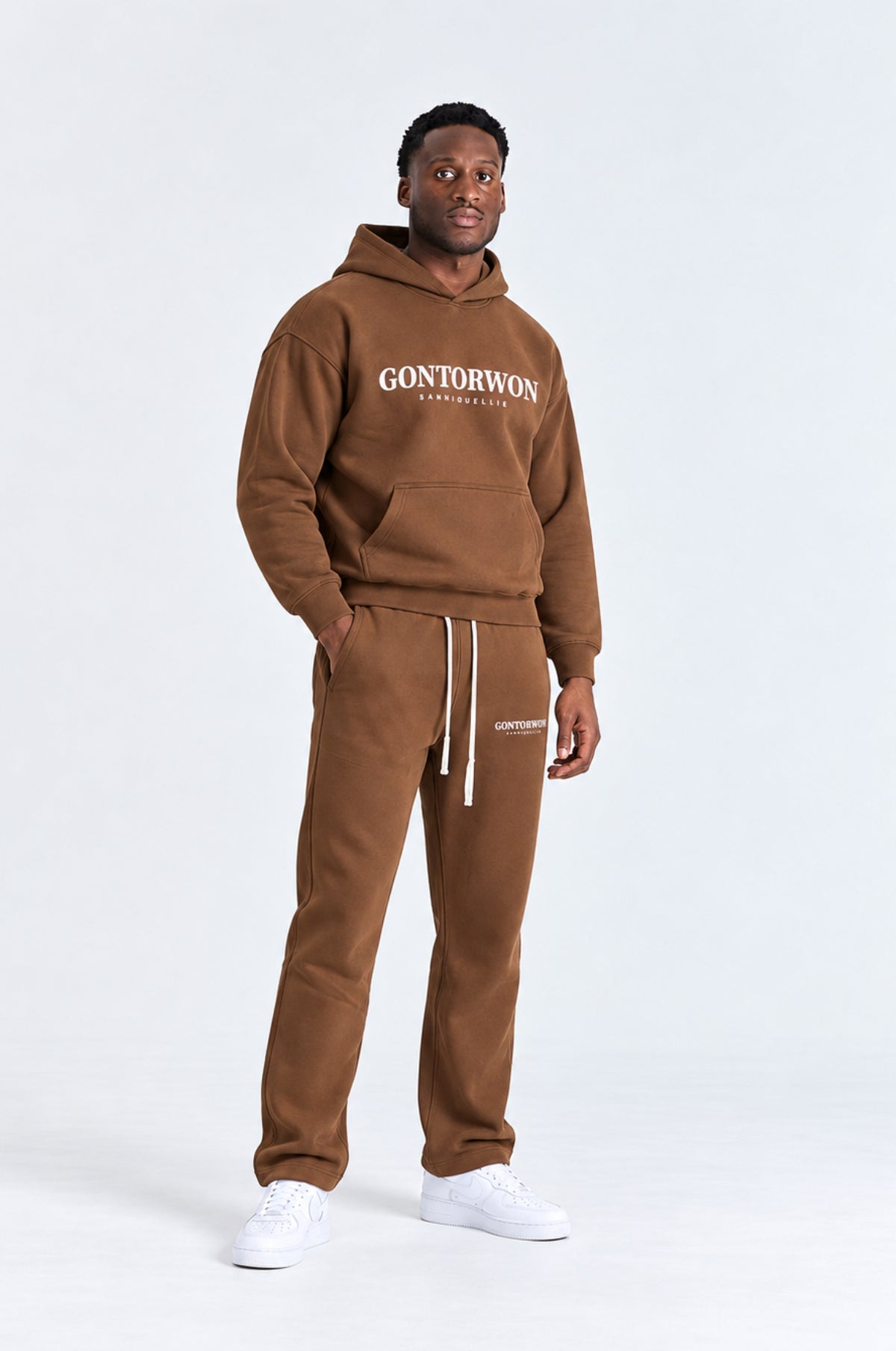 Gontorwon Sanniequellie Everyday Relaxed Fleece Hoodie-White Print Men