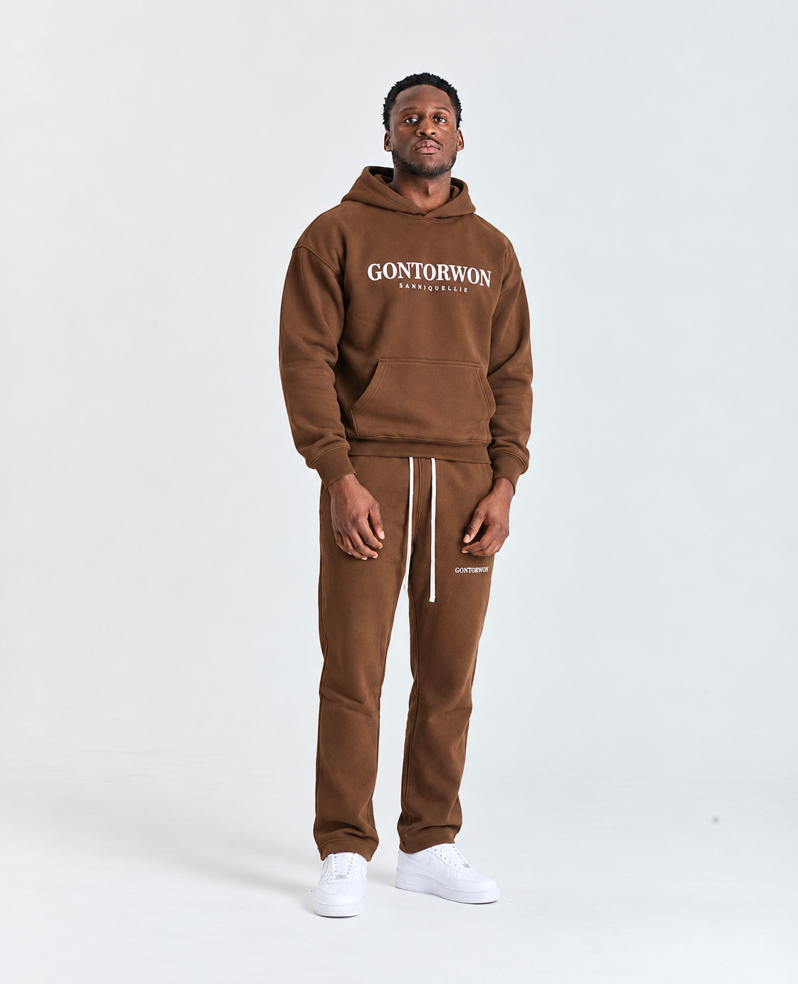Gontorwon Sanniequellie Everyday Relaxed Fleece Hoodie-White Print Men