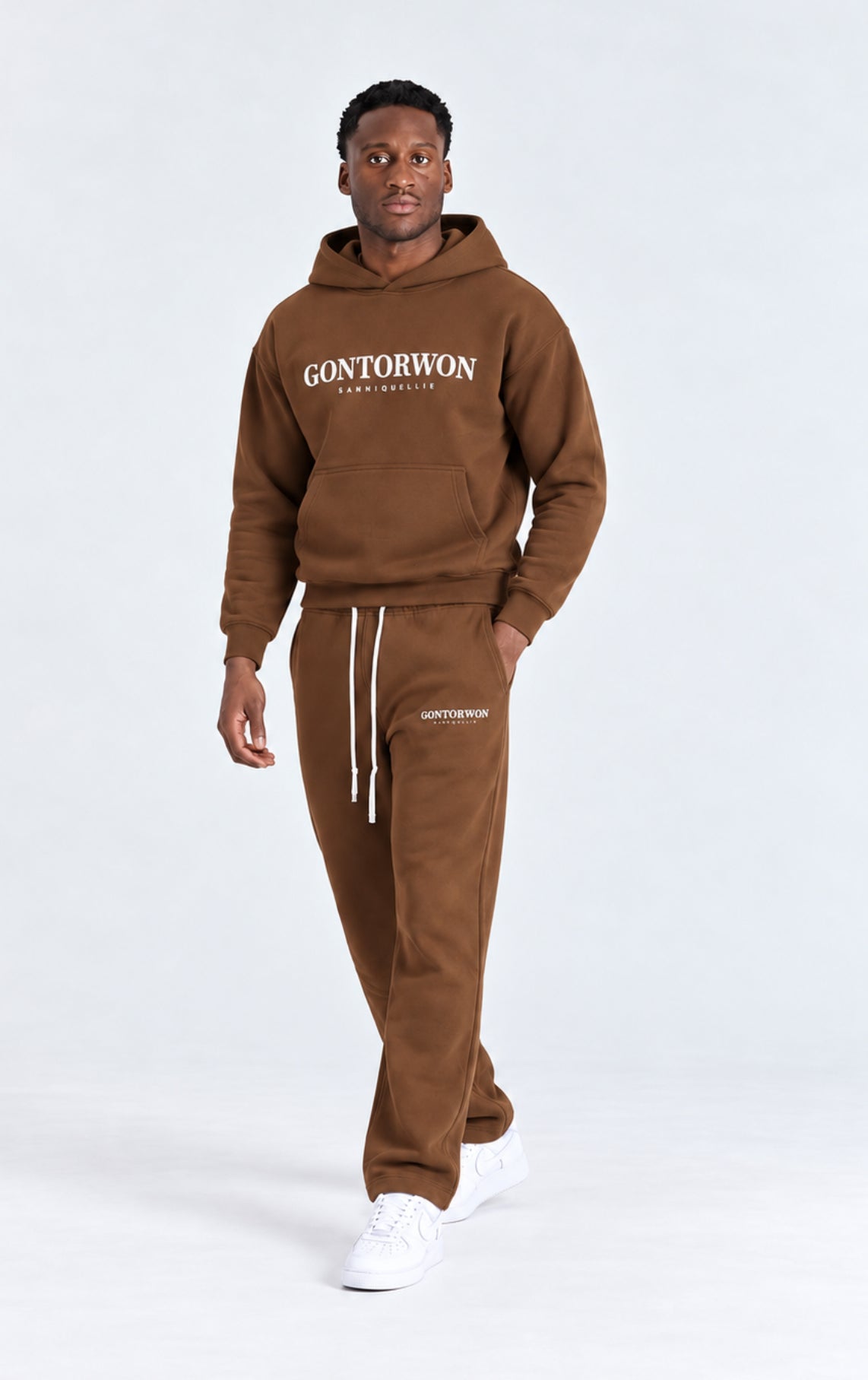 Gontorwon Sanniequellie Everyday Relaxed Fleece Sweat Pant White Print Men
