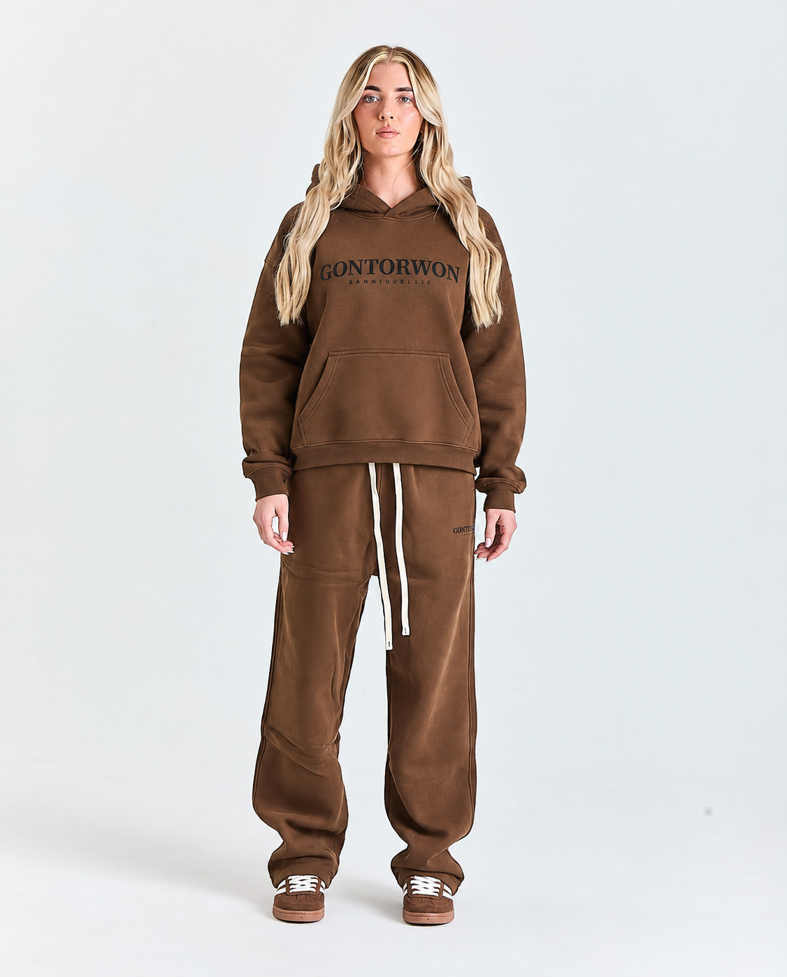 Gontorwon Sanniequellie Everyday Relaxed Fleece Hoodie White Print Women