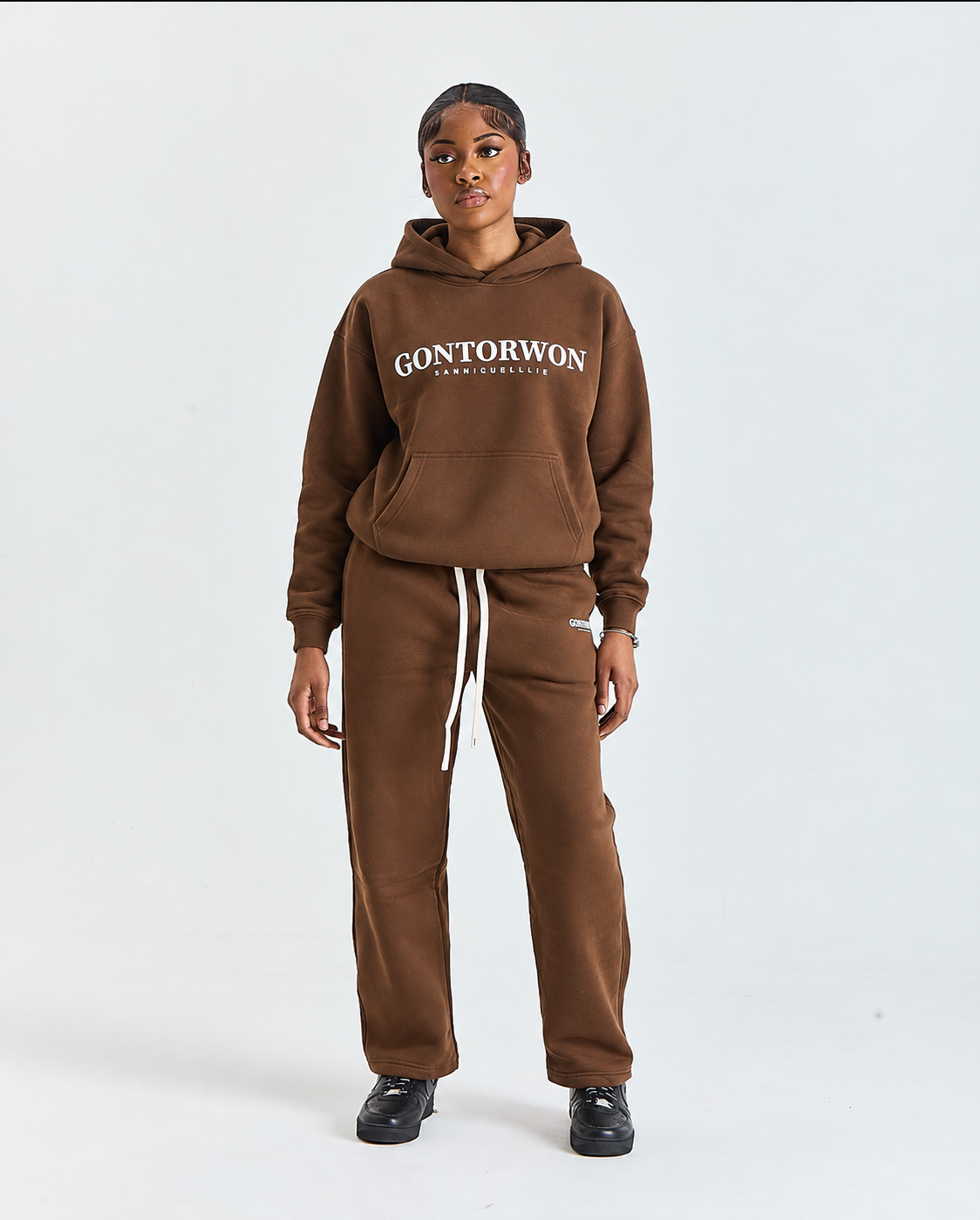 Gontorwon Sanniequellie Everyday Relaxed Fleece Hoodie Black Print Women
