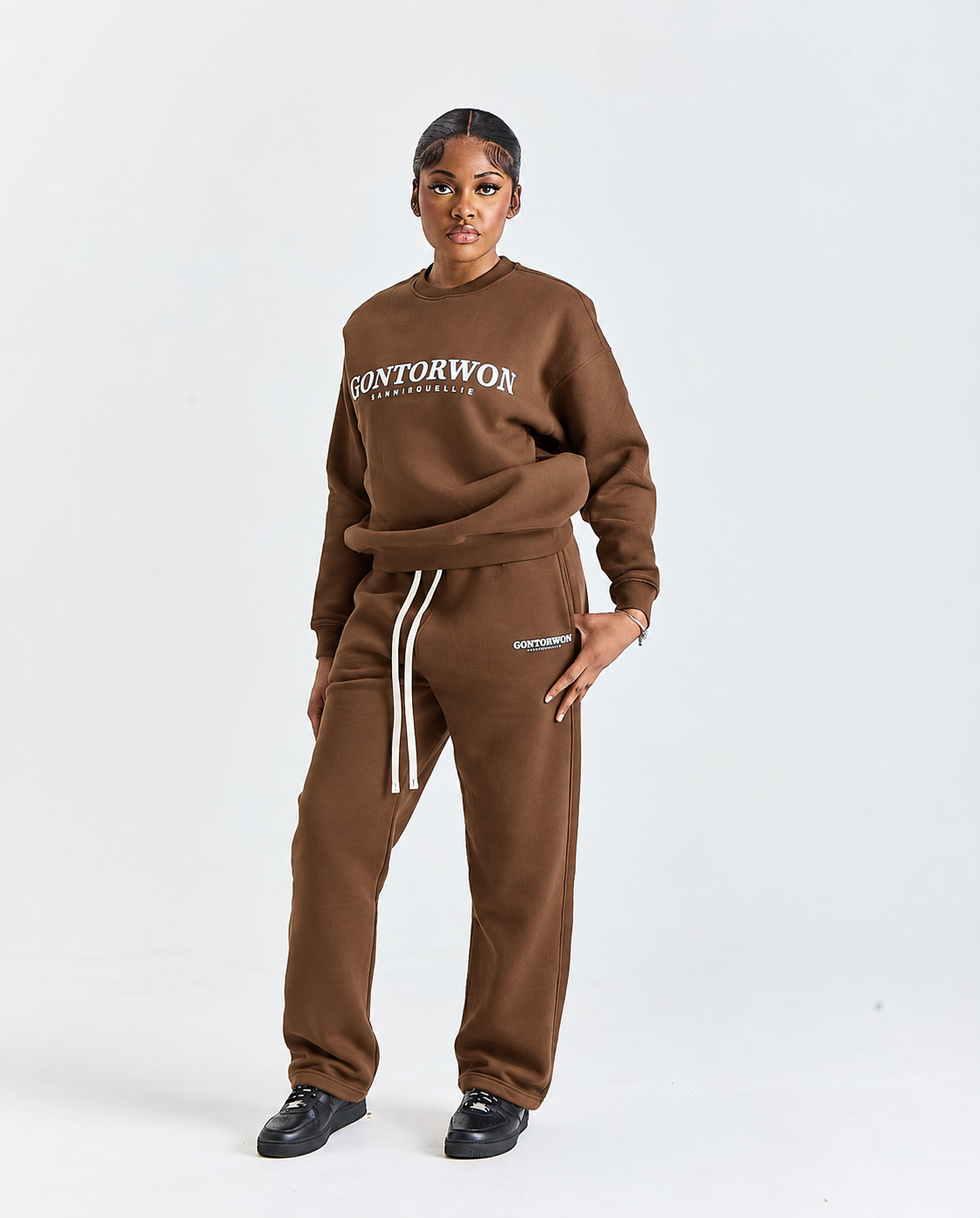Gontorwon Sanniequellie Everyday Relaxed Fleece Jumper White Print Women