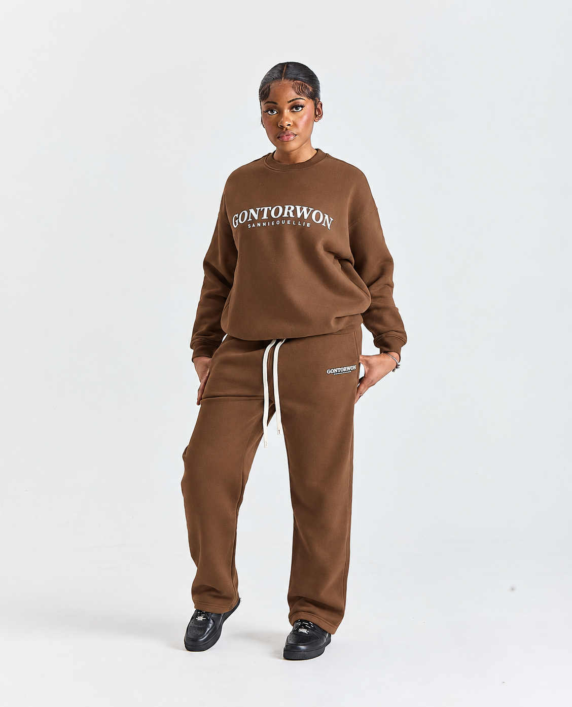 Gontorwon Sanniequellie Everyday Relaxed Fleece Jumper White Print Women
