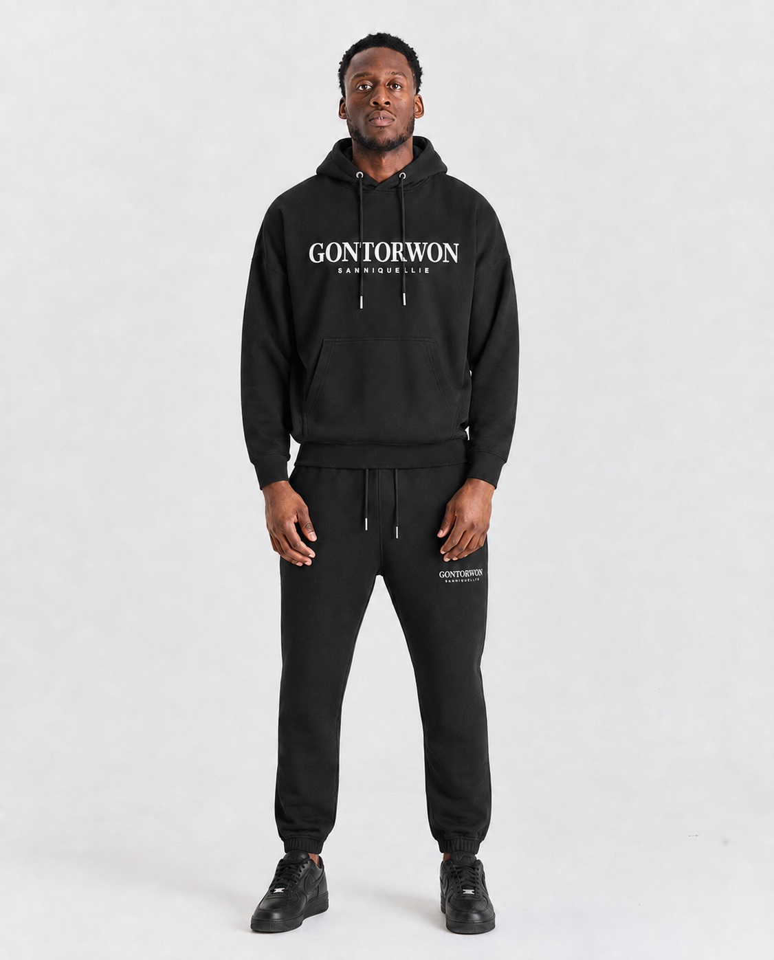 Gontorwon Sanniequellie Soft Brushed Feel Hoodie Black Men