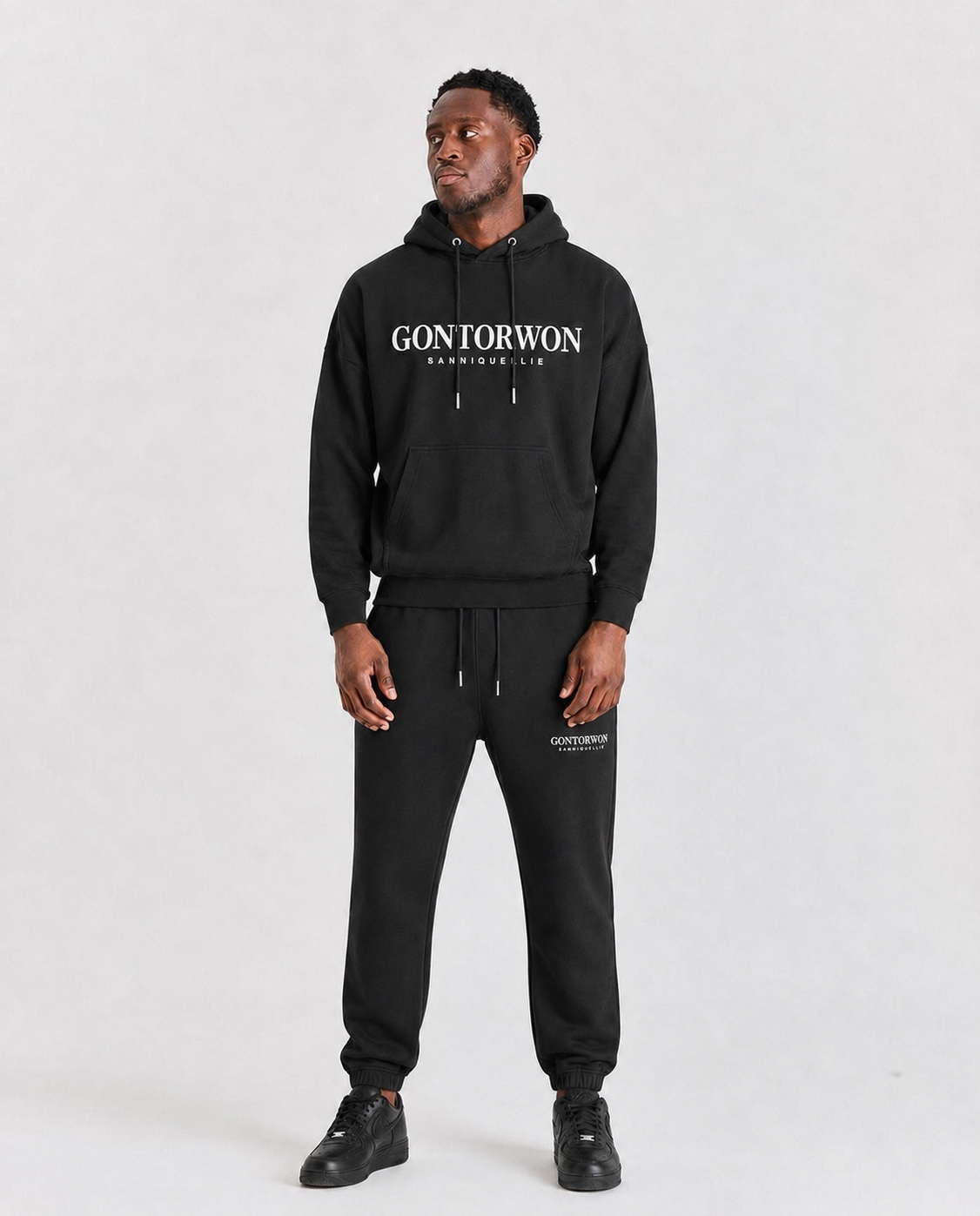Gontorwon Sanniequellie Soft Brushed Feel Hoodie Black Men