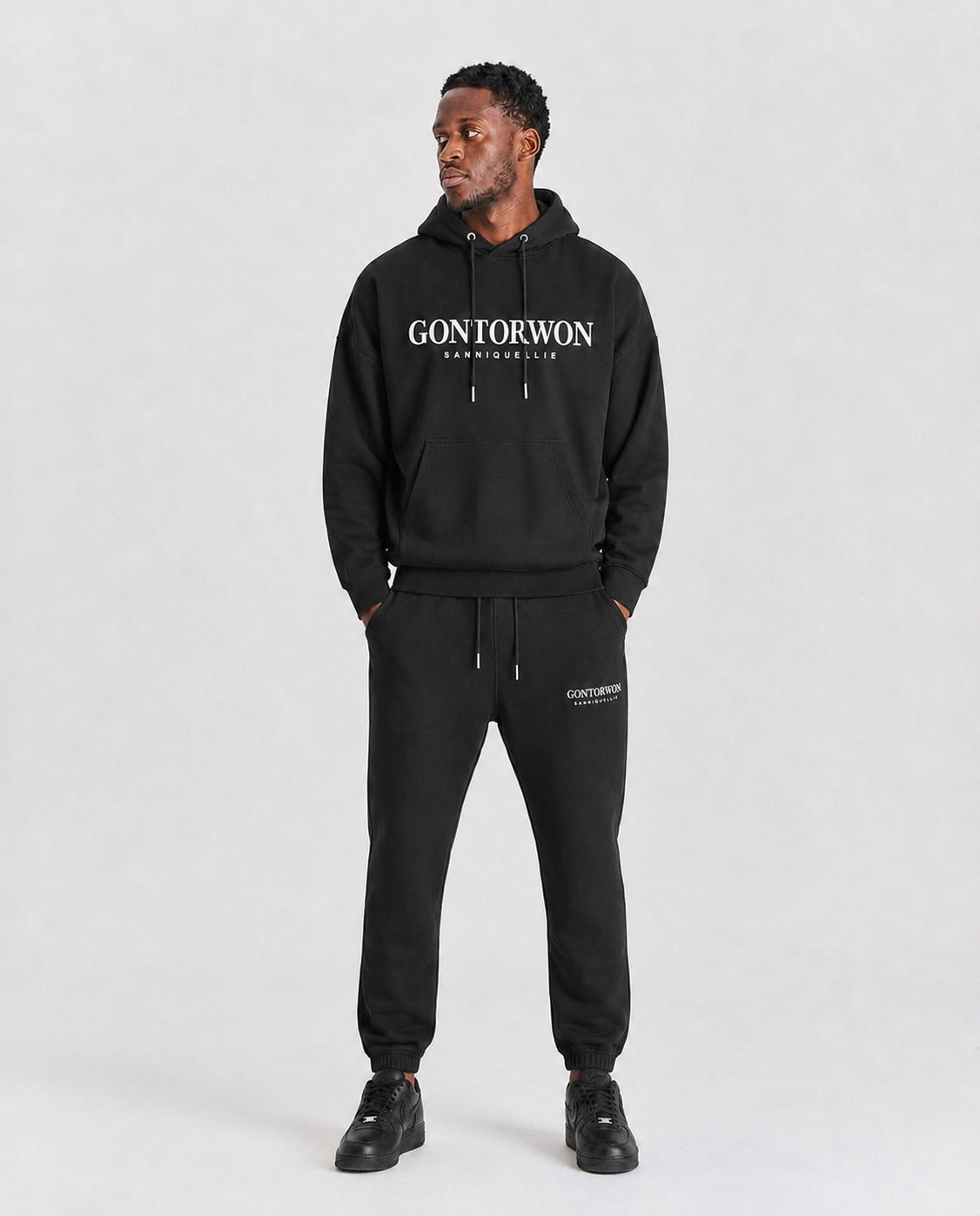 Gontorwon Sanniequellie Soft Brushed Feel Hoodie Black Men