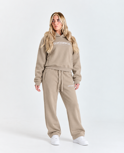 Gontorwon Sanniequellie Utility Zip-Fleece Pant Taupe Grey (White Print) Women