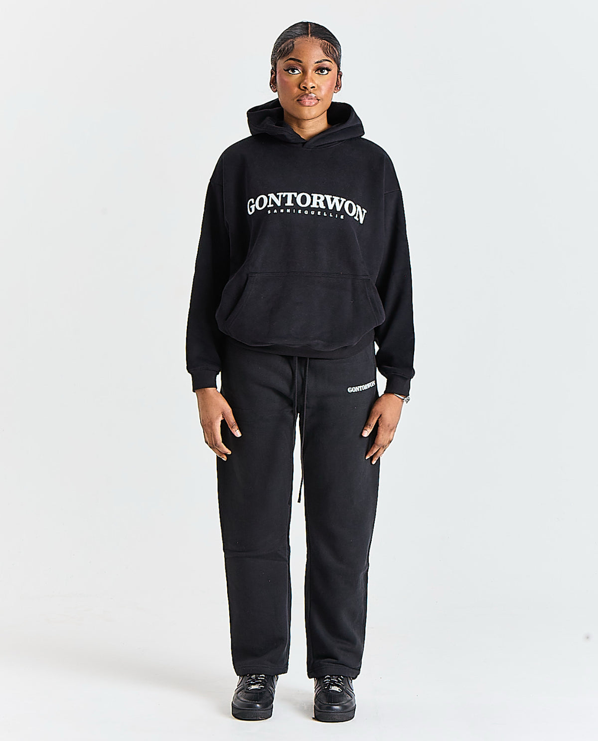 Gontorwon Sanniequellie Velvet Bonded Hoodie Black Women