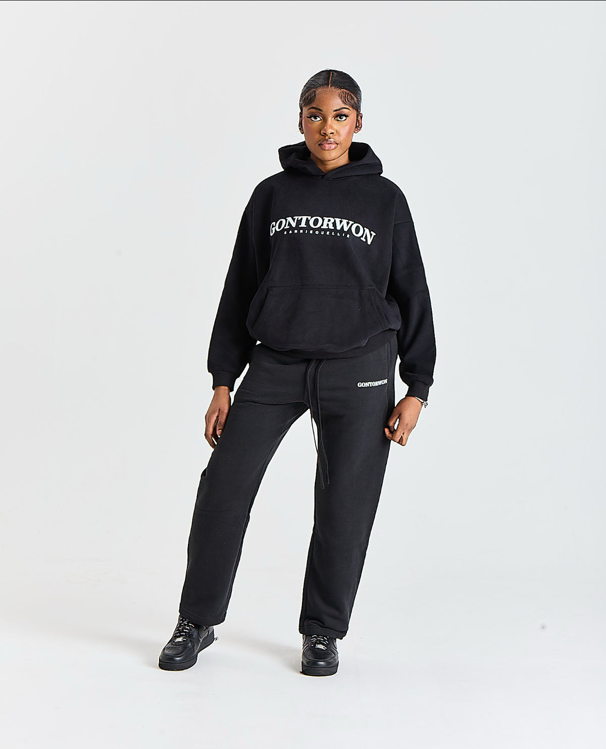 Gontorwon Sanniequellie Velvet Bonded Hoodie Black Women