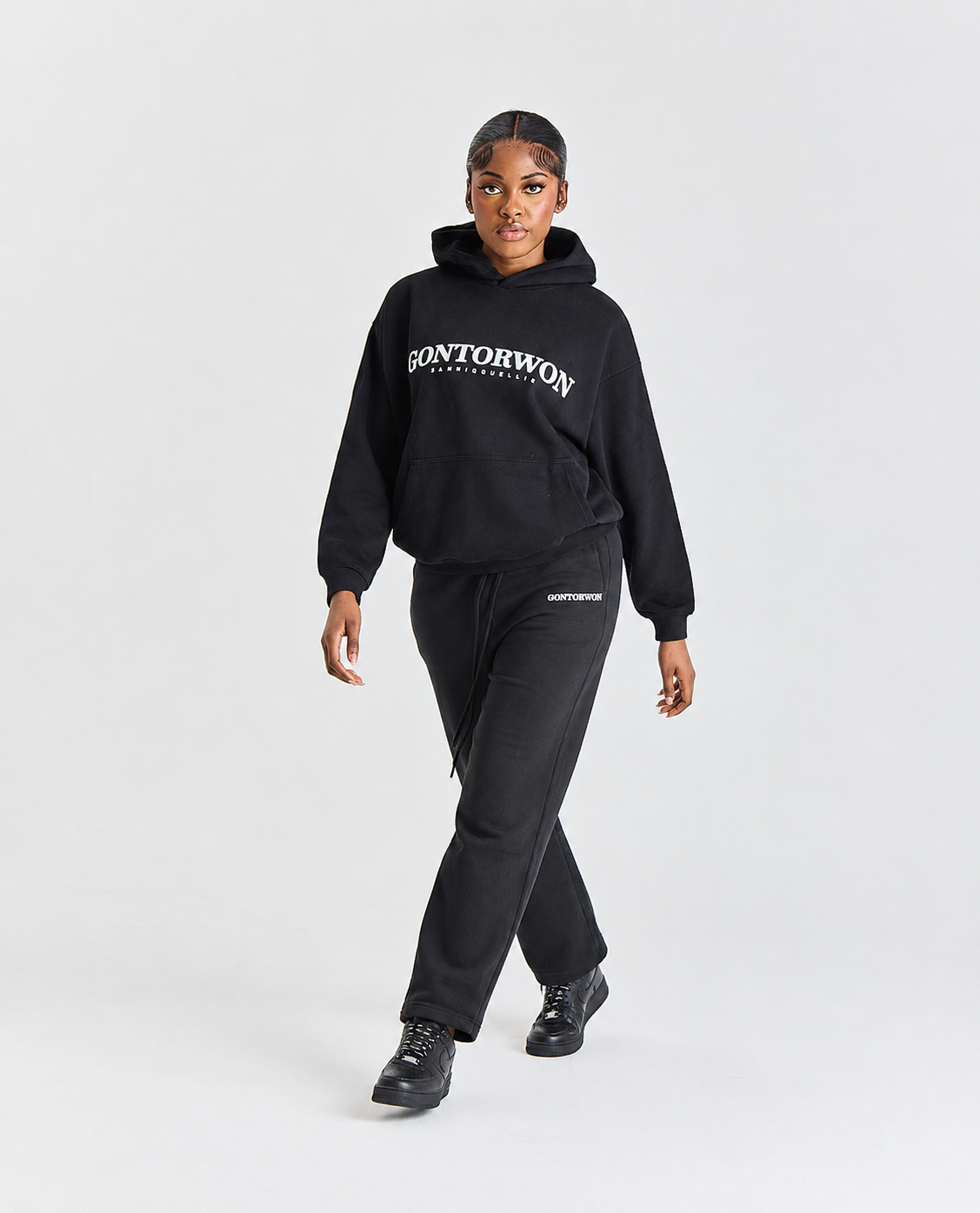 Gontorwon Sanniequellie Velvet Bonded Hoodie Black Women
